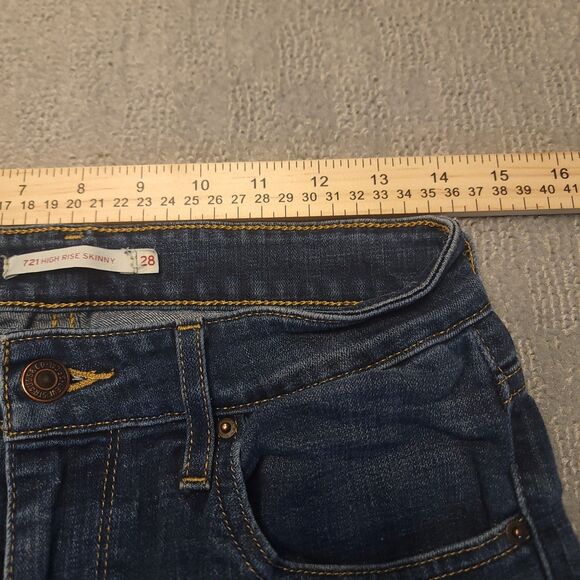 Levi’s 721 High Rise Skinny Jeans Womens 28x28 (Fits 28x27) Blue Stretch Denim - Picture 6 of 12